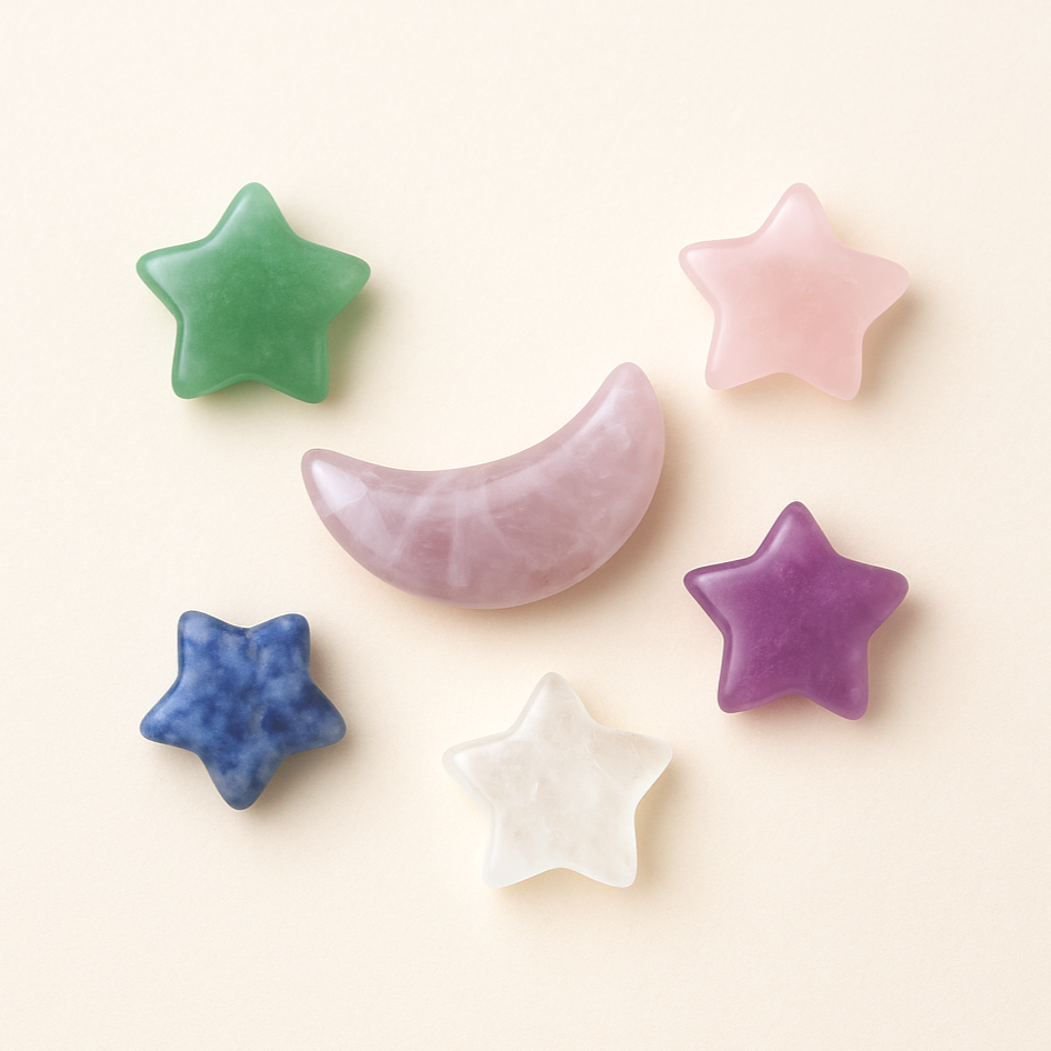 Een vleugje magie binnen handbereik! Dit betoverende setje edelstenen is ideaal voor kleine dromers met grote fantasieën. Een handjevol geluk en avontuur.